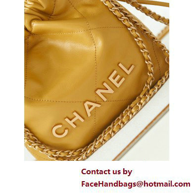 Chanel Shiny Calfskin  &  Gold-Tone Metal CHANEL 22 Mini Handbag AS3980 Yellow